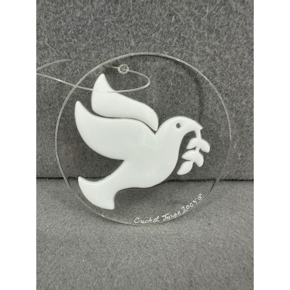 Cricket Forge 2004 White‎ Dove Peace Ornament Clear Glass